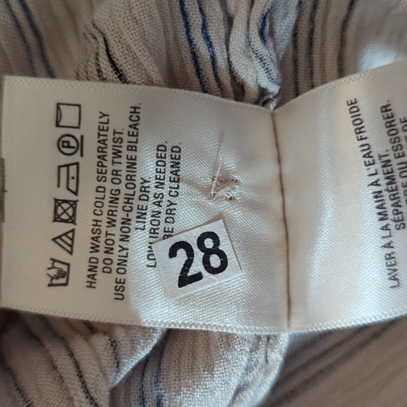 Floreat beige striped ruched button-down shirt extra small - Picture 7 of 8